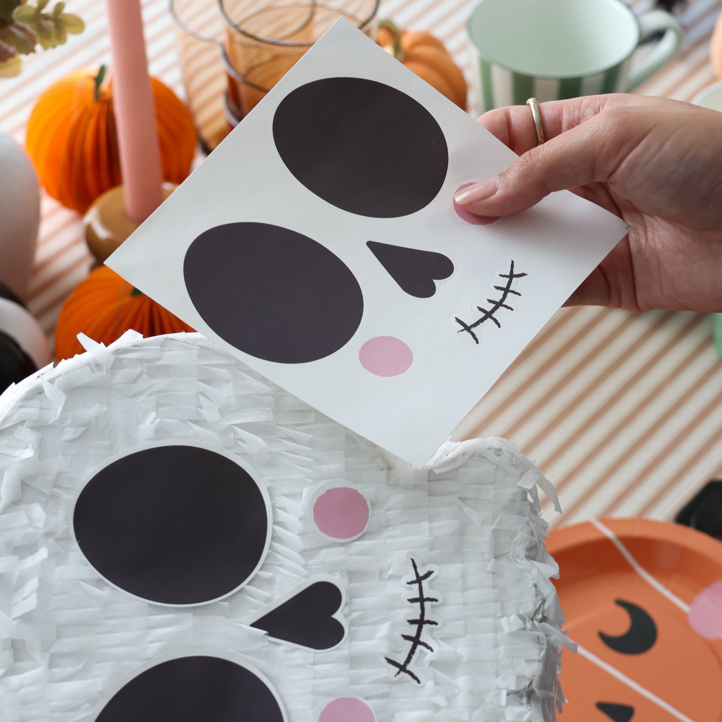 SKULL PINATA WITH FACE STICKERS