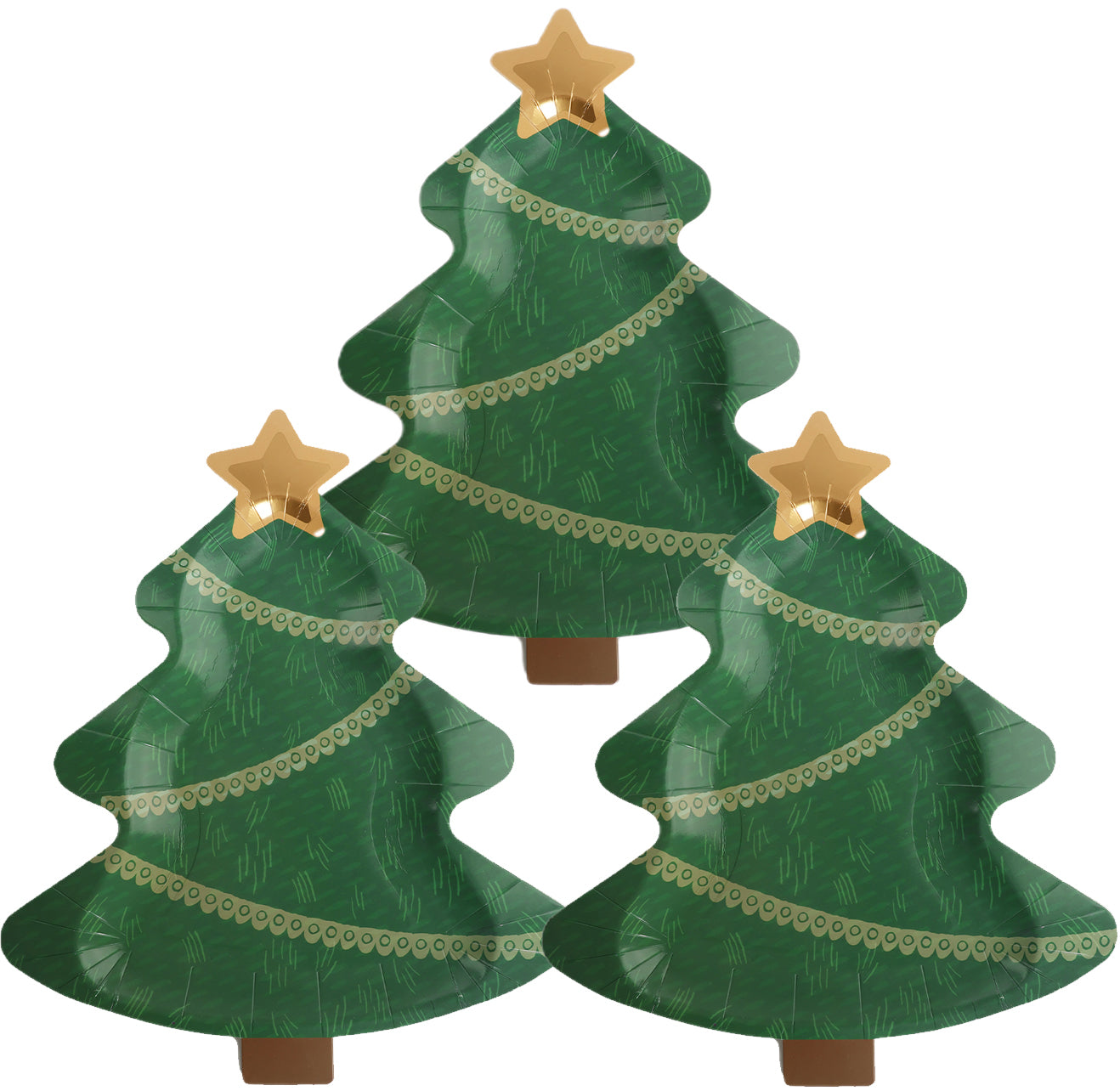 Christmas Tree Serving Plates - Pack of Three