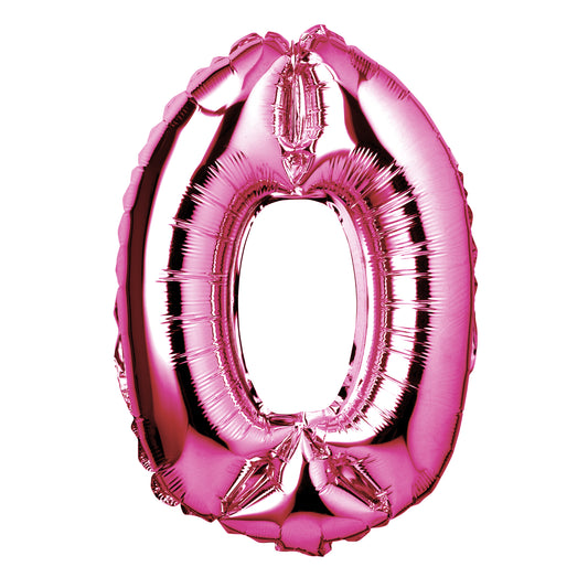 34" Giant Foil Hot Pink Number 0 Balloon