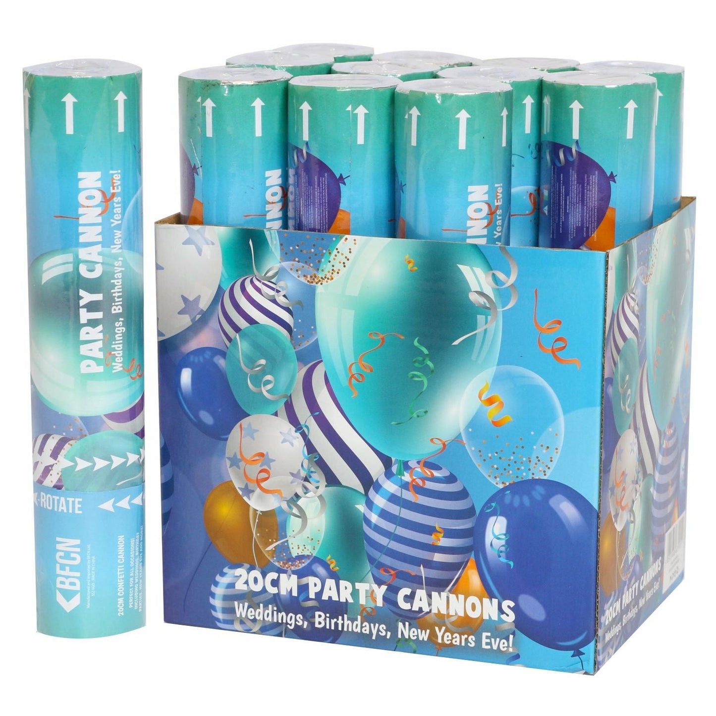 20cm Confetti Cannon with Multicolour Confetti Biodegradable