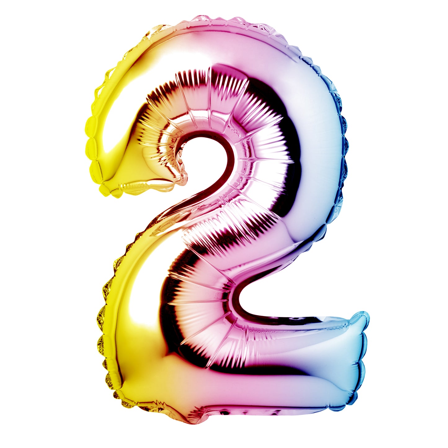 34" Giant Foil Pastel Rainbow Number 2 Balloon