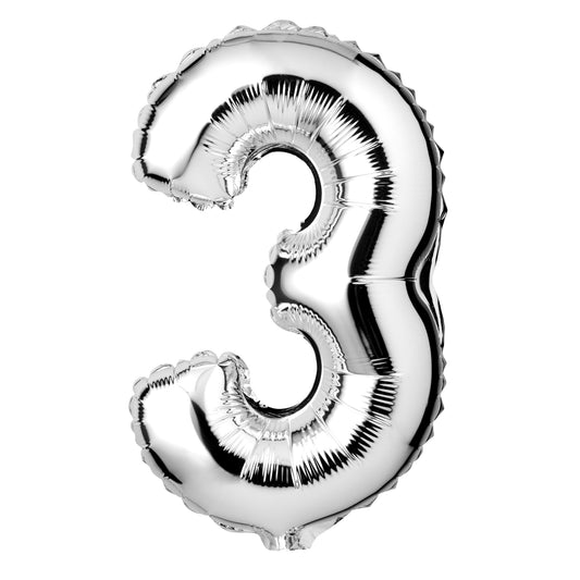 34" Giant Foil Silver Number 3 Balloon