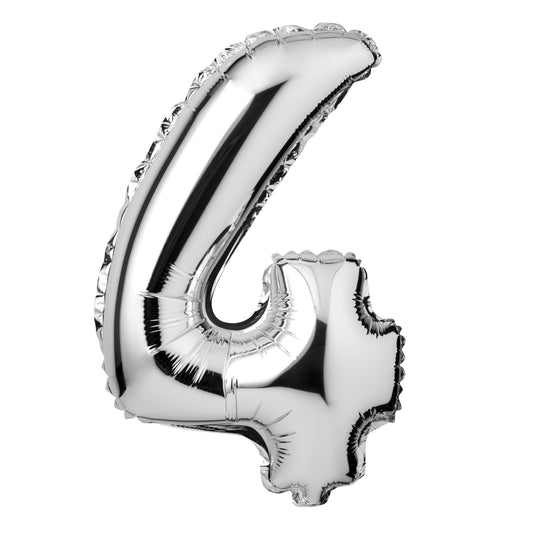 34" Giant Foil Silver Number 4 Balloon
