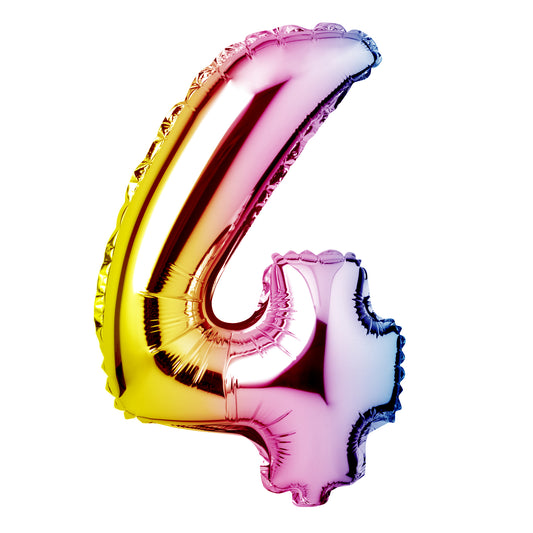 34" Giant Foil Pastel Rainbow Number 4 Balloon