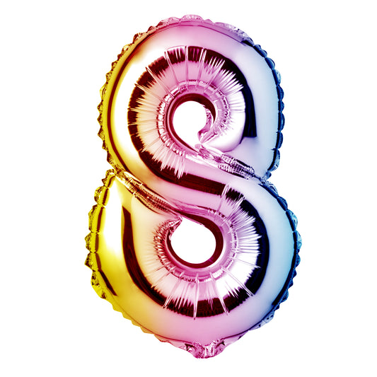 34" Giant Foil Pastel Rainbow Number 8 Balloon