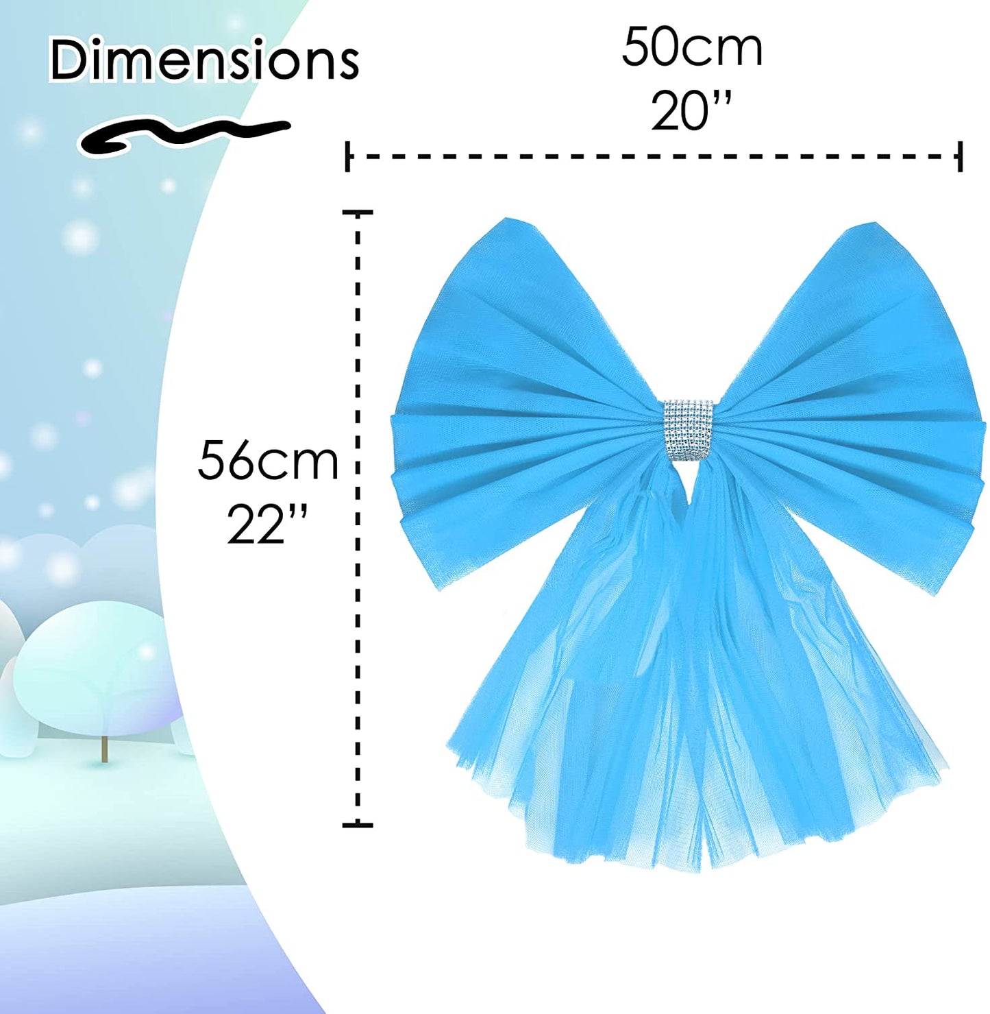 Baby Blue Organza Door Bow with Silver Diamante Ring