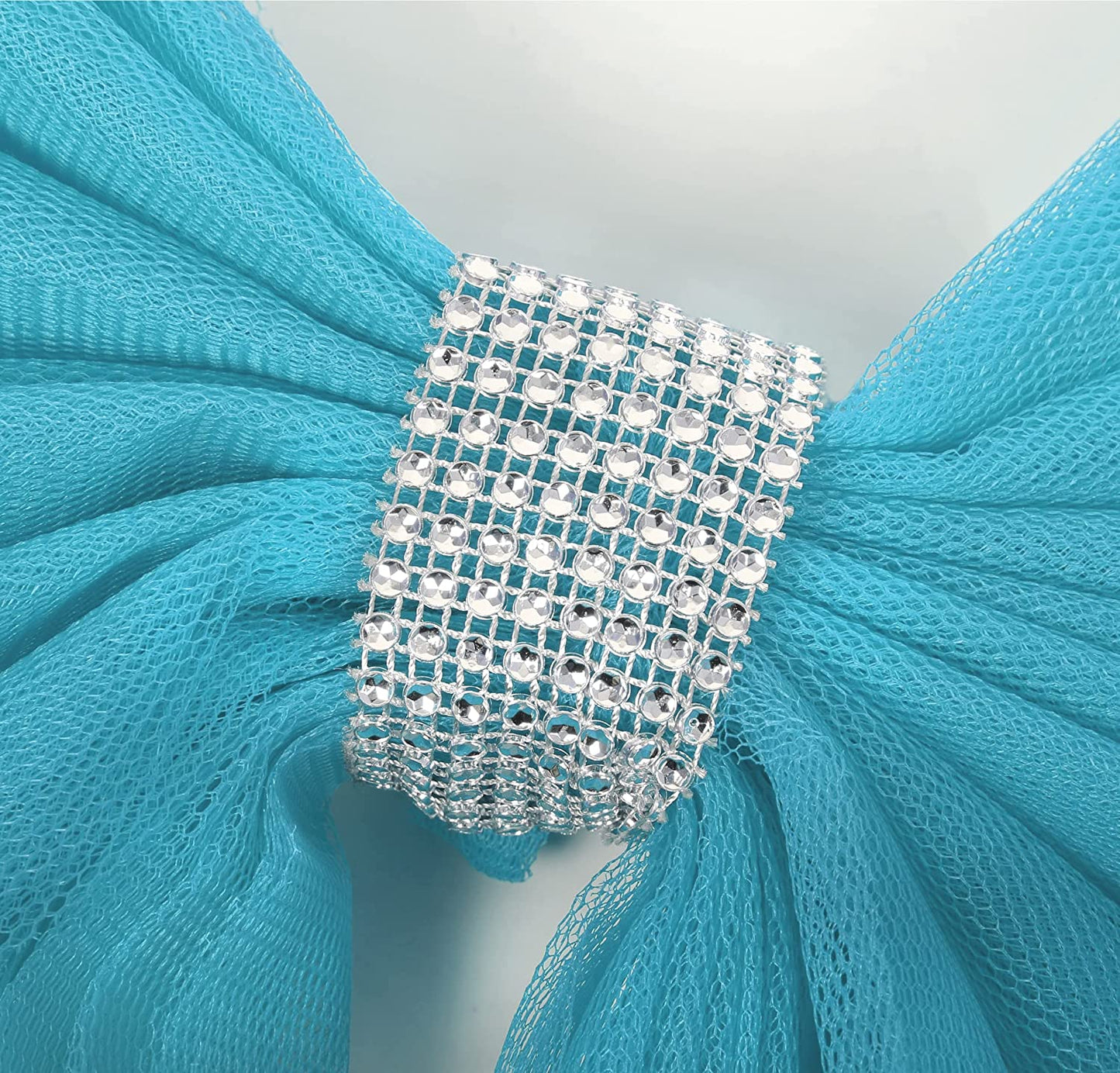 Baby Blue Organza Door Bow with Silver Diamante Ring