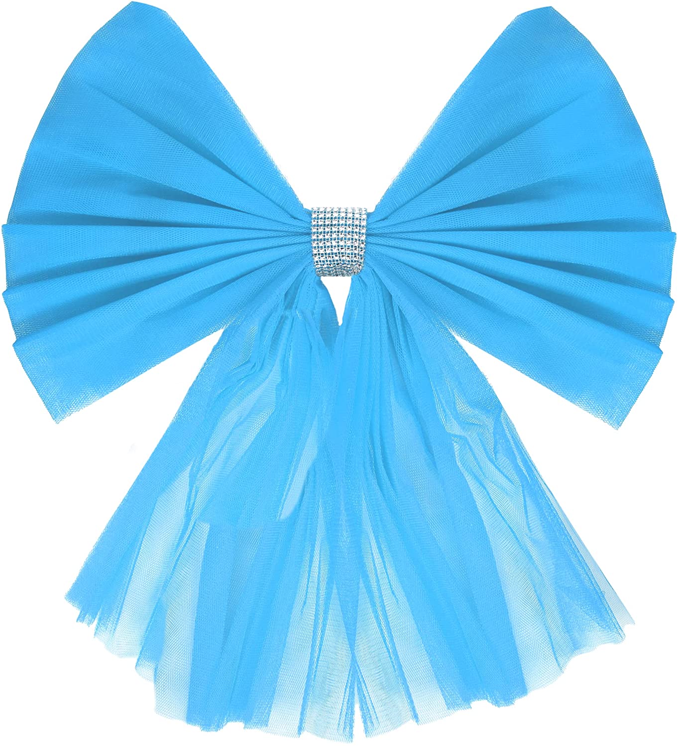Baby Blue Organza Door Bow with Silver Diamante Ring