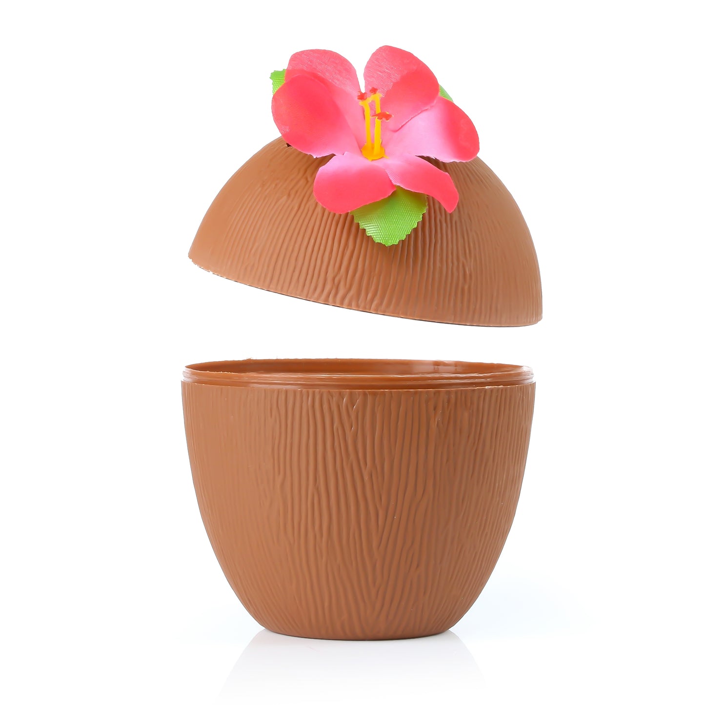 COCONUT CUP WITH RED FLOWER AND PAPER STRAW