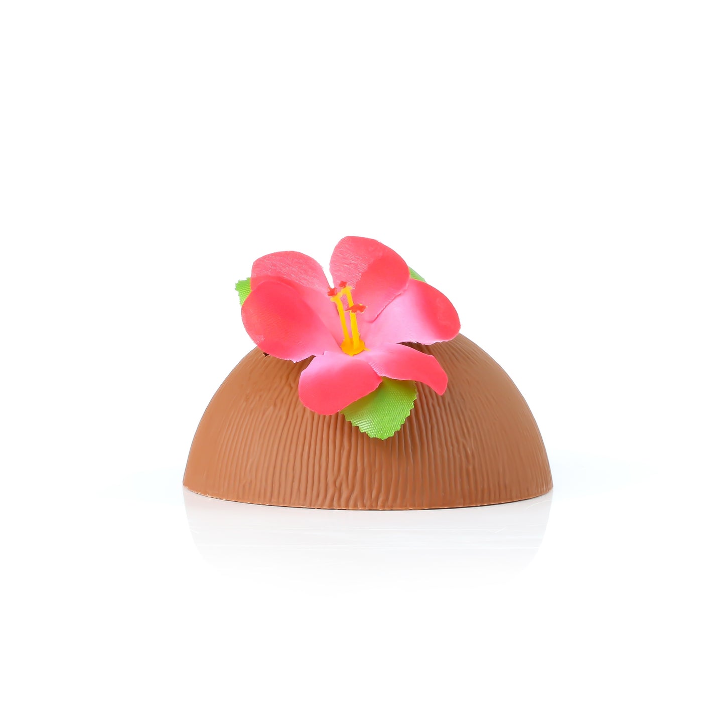 COCONUT CUP WITH RED FLOWER AND PAPER STRAW