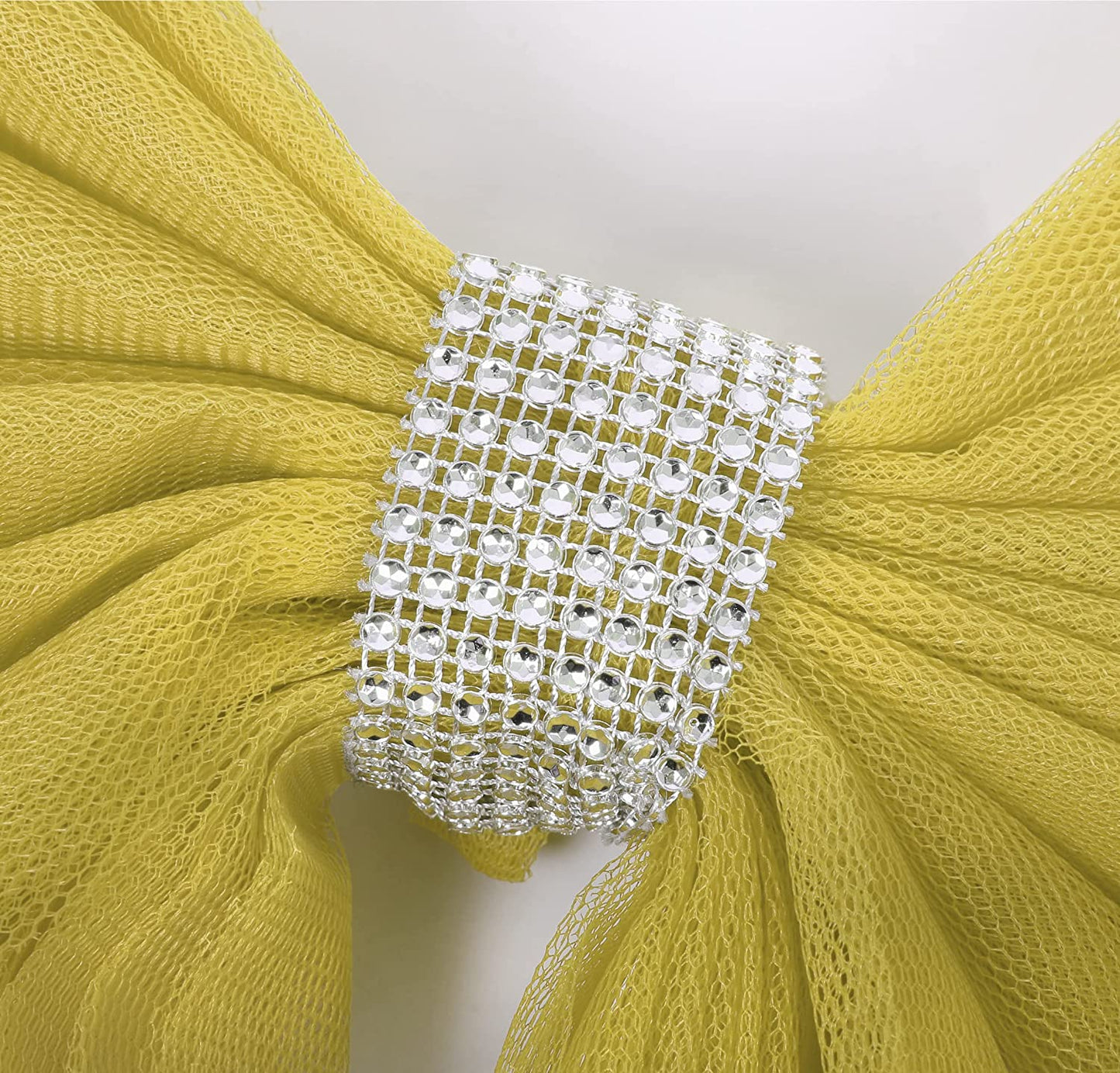 Gold Organza Door Bow with Silver Diamante Ring