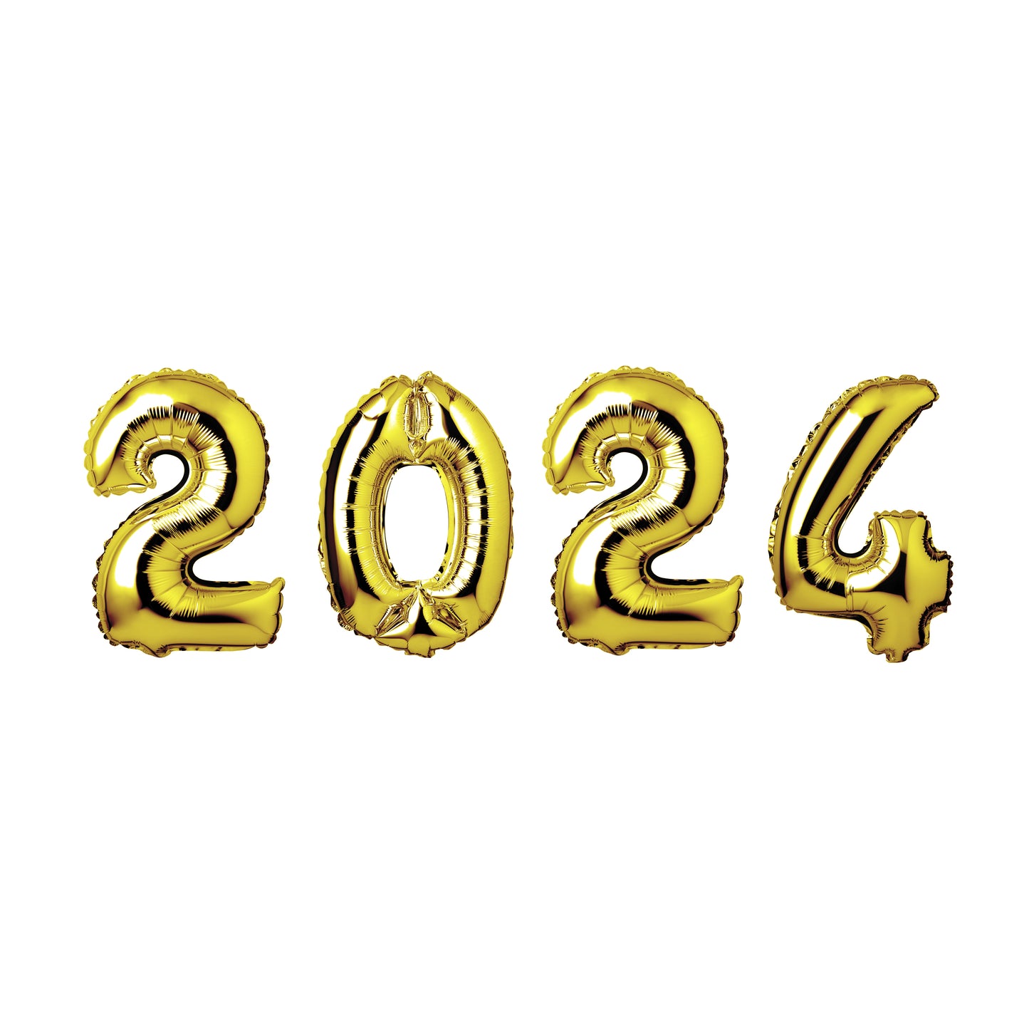 34" GIANT FOIL NUMBER BALLOONS SET 2024 GOLD