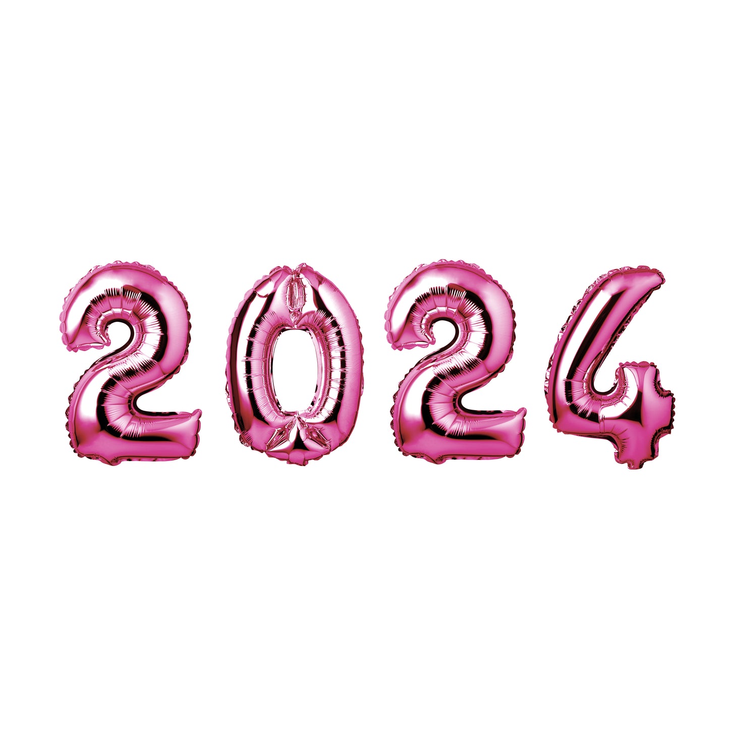 34" GIANT FOIL NUMBER BALLOONS SET 2024 HOT PINK