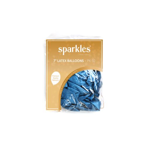 7 INCH METALLIC LIGHT BLUE LATEX BALLOONS PACK OF 50