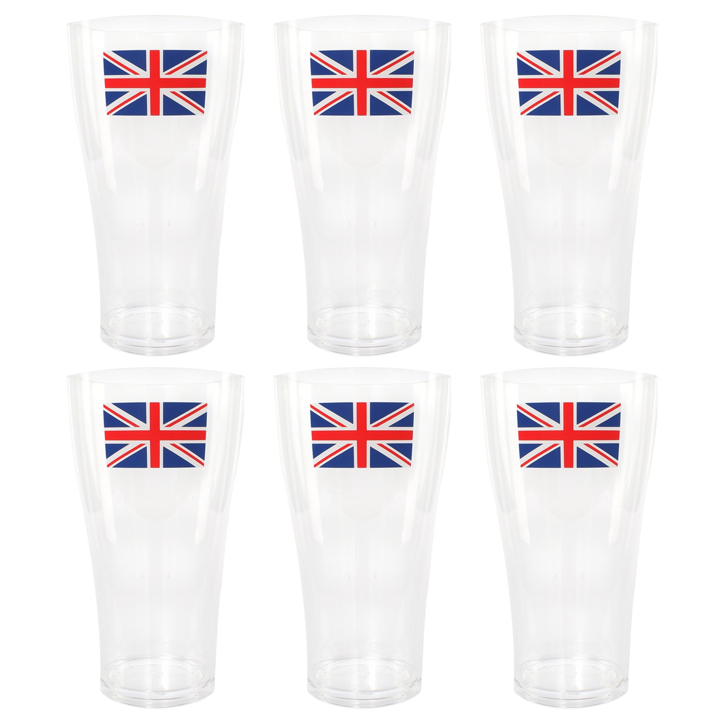 568ml HEAVY DUTY PLASTIC DISPOSABLE UNION JACK PINT CUP IN PACKS 6