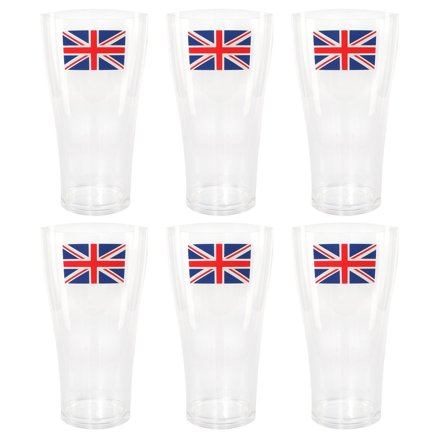568ml HEAVY DUTY PLASTIC DISPOSABLE UNION JACK PINT CUP IN PACKS 12