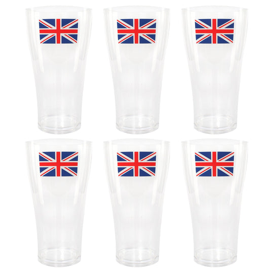 568ml HEAVY DUTY PLASTIC DISPOSABLE UNION JACK PINT CUP IN PACKS 12