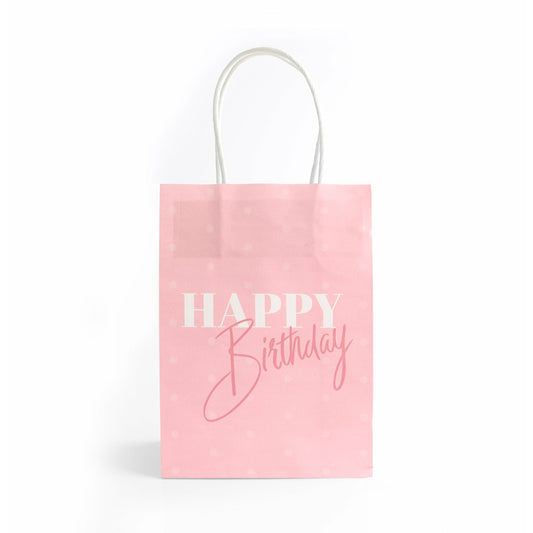 Baby Pink Happy Birthday Paper Bag with Handles