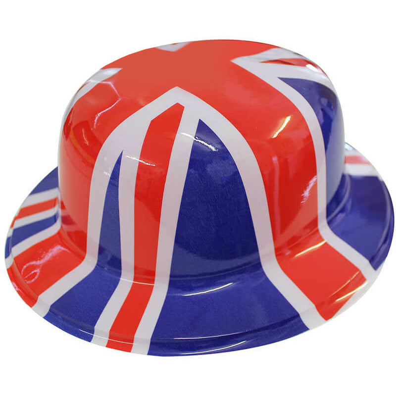 Union Jack Flag Bowler Hat Plastic