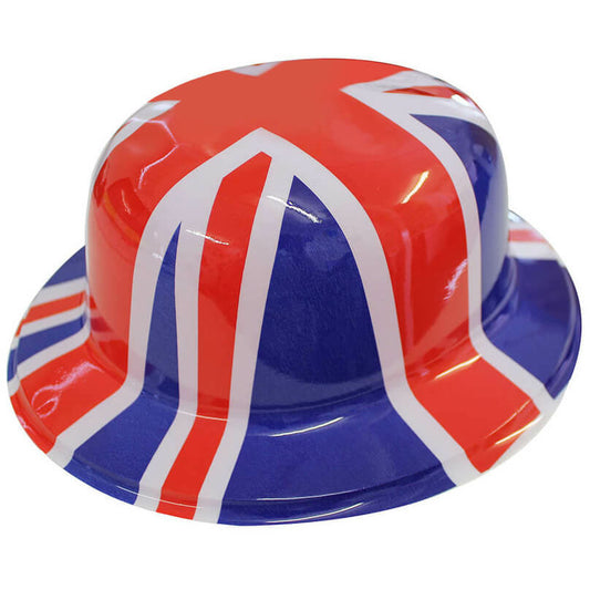 Union Jack Flag Bowler Hat Plastic