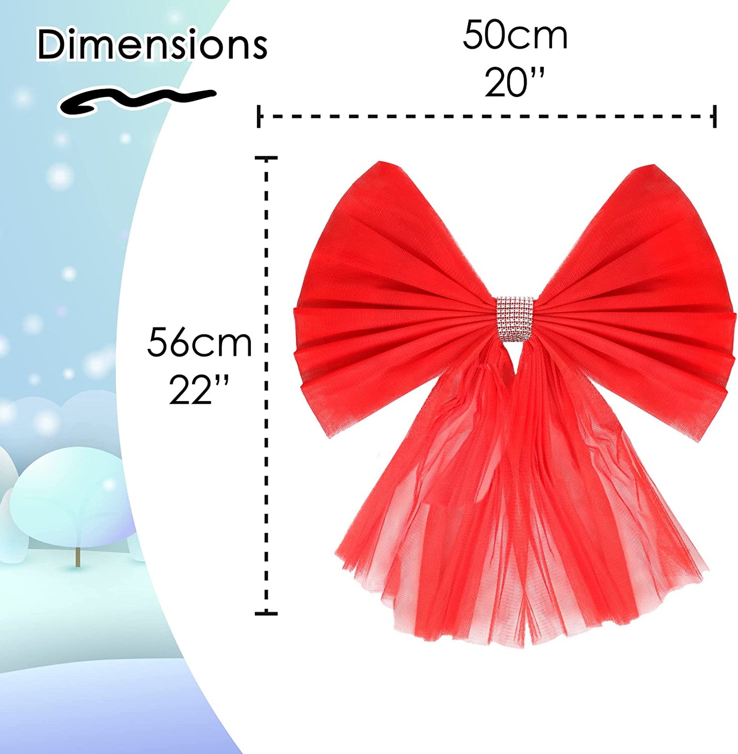 Red Organza Door Bow with Silver Diamante Ring