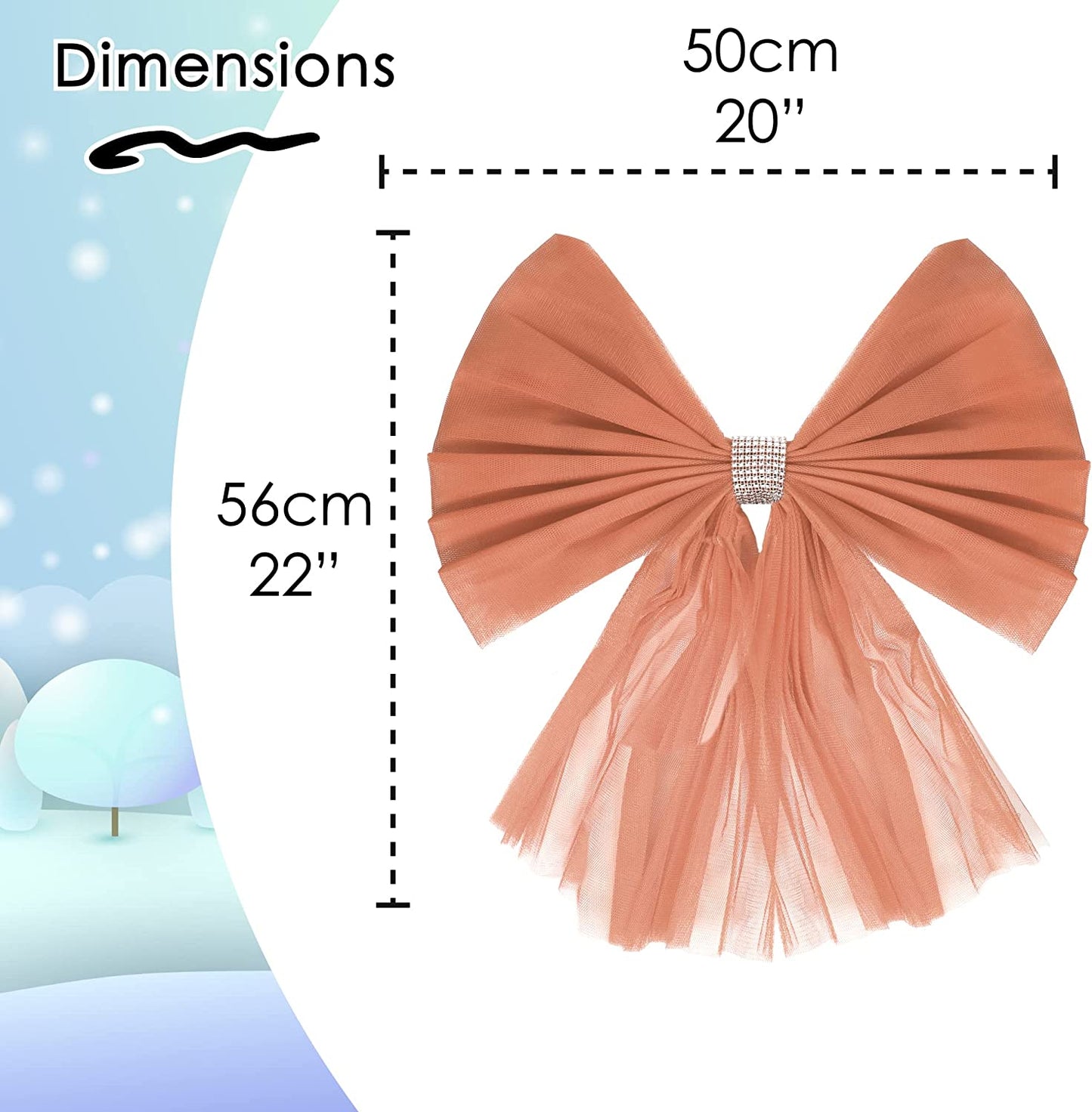 Rose Gold Organza Door Bow with Silver Diamante Ring