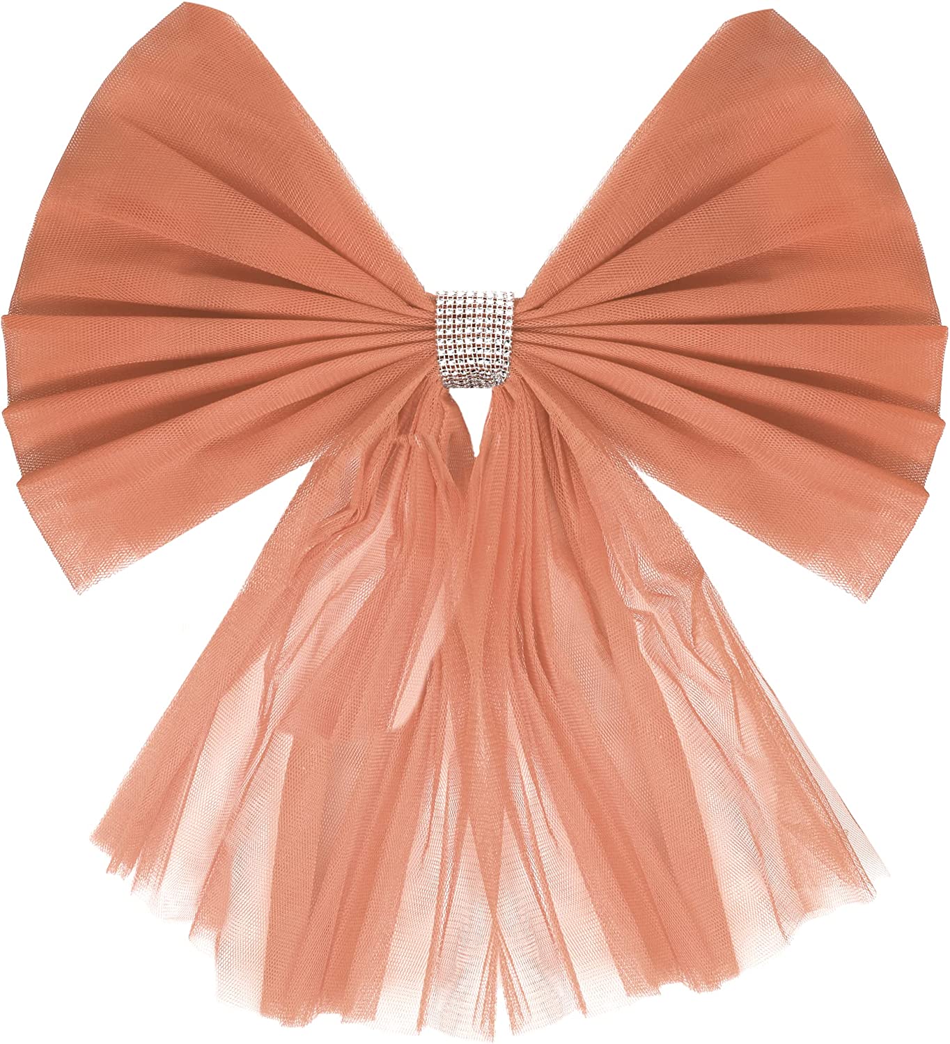Rose Gold Organza Door Bow with Silver Diamante Ring