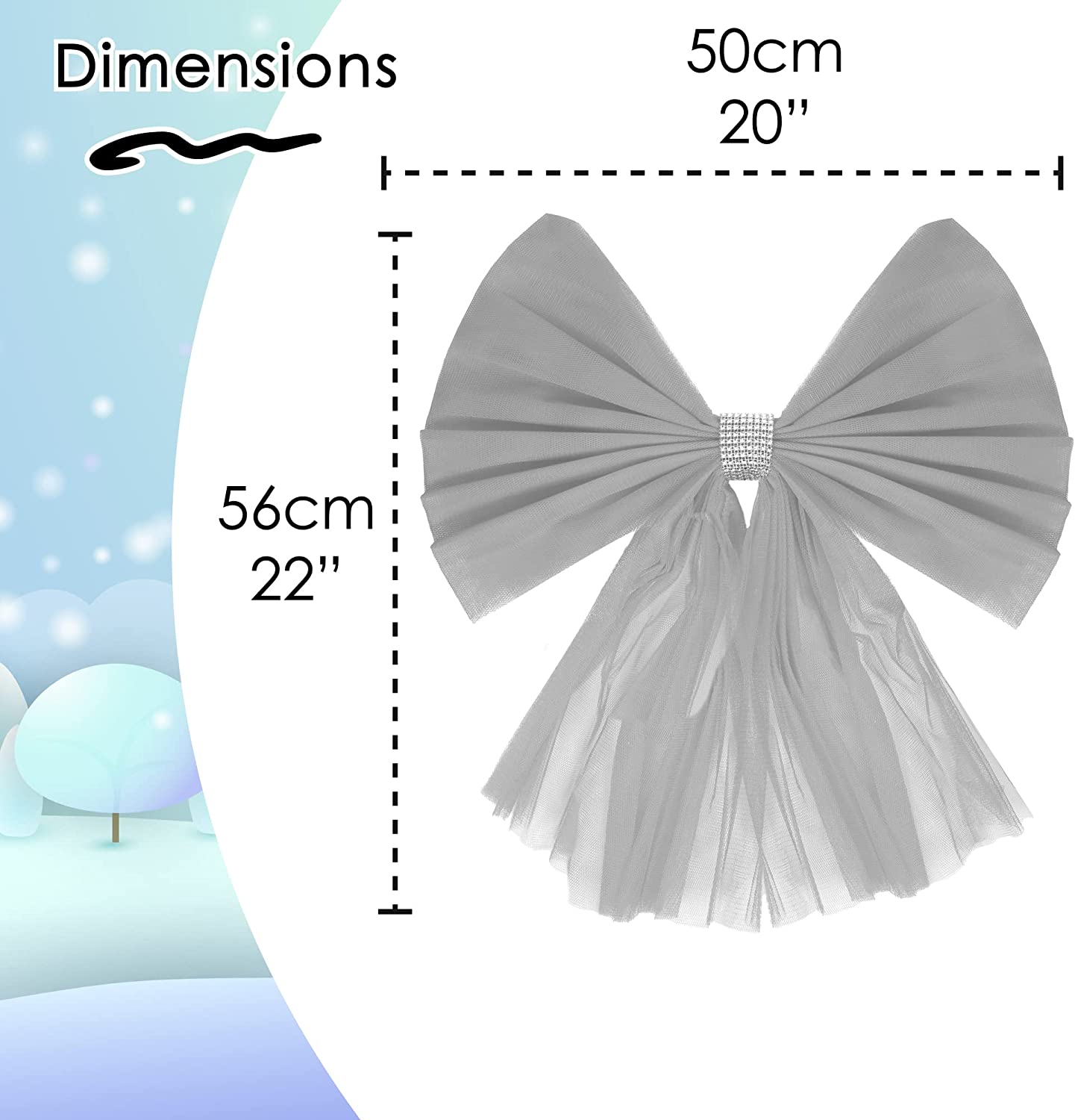 Silver Organza Door Bow with Silver Diamante Ring