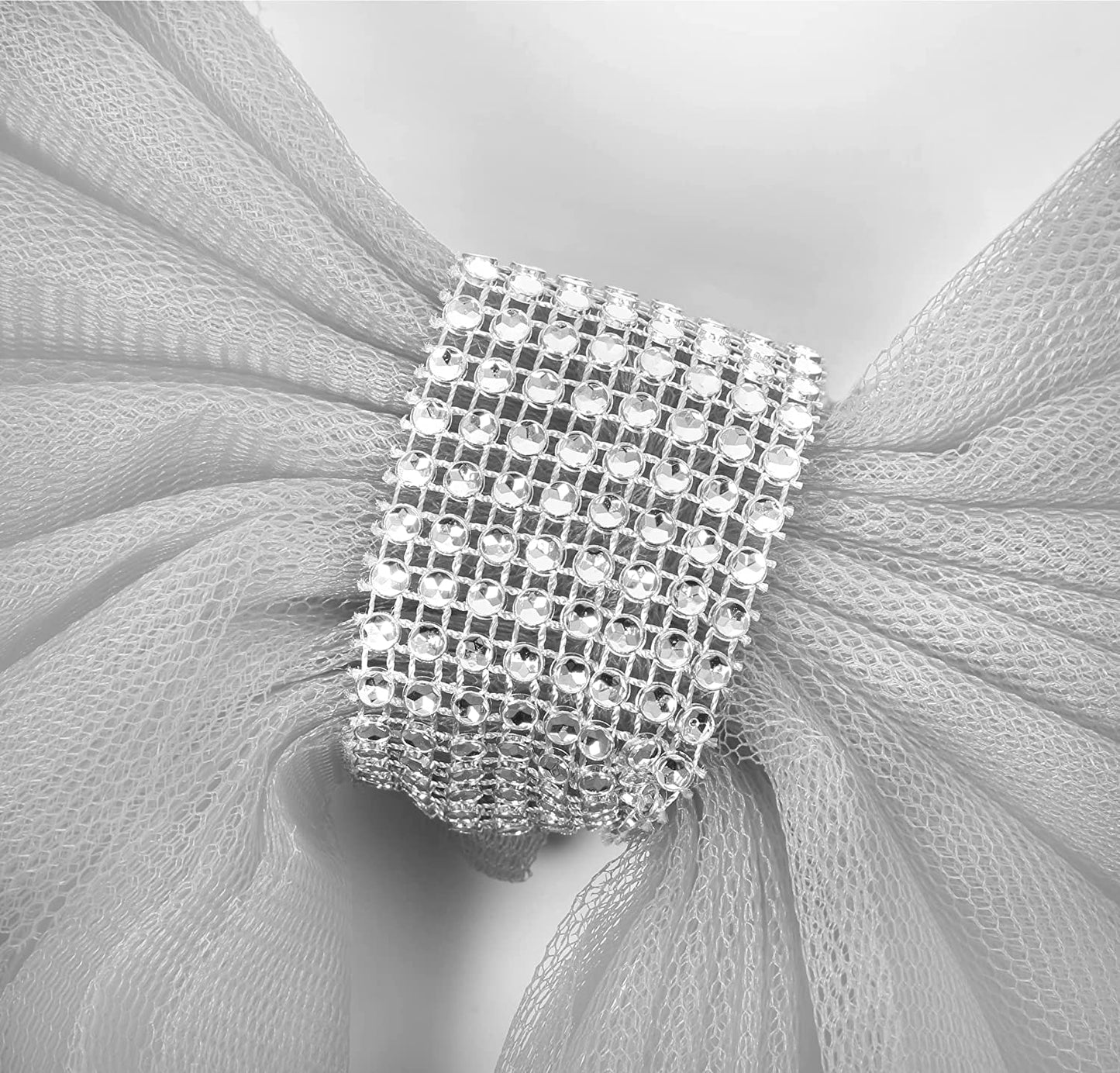 Silver Organza Door Bow with Silver Diamante Ring