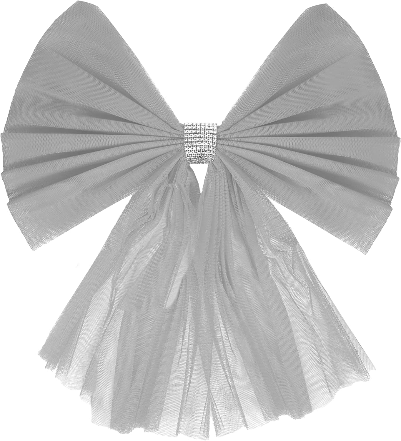 Silver Organza Door Bow with Silver Diamante Ring