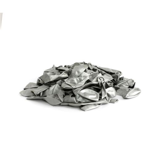 7 INCH METALLIC SILVER LATEX BALLOONS PACK OF 100