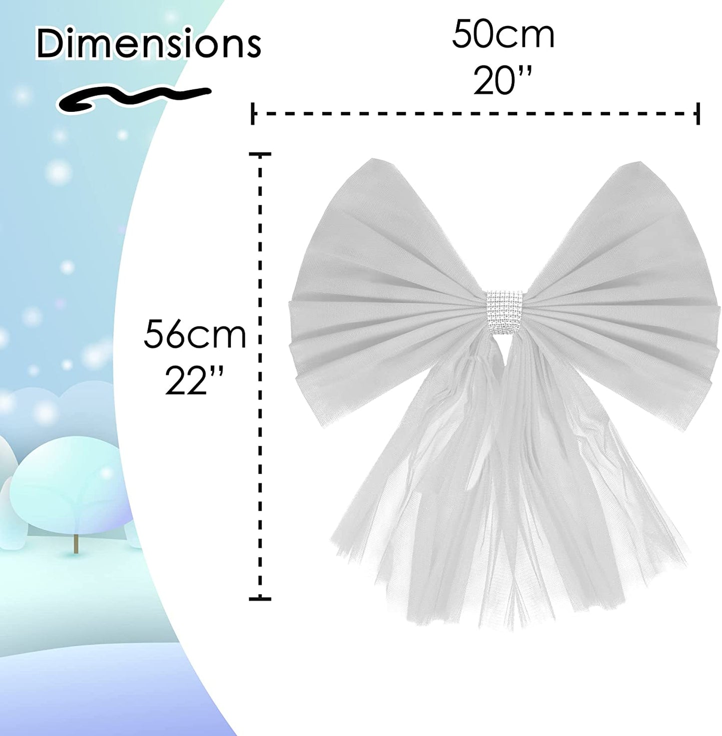 White Organza Door Bow with Silver Diamante Ring