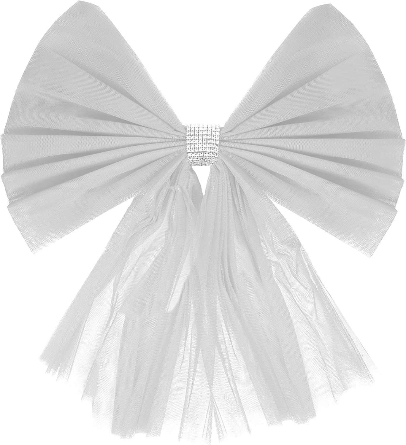 White Organza Door Bow with Silver Diamante Ring