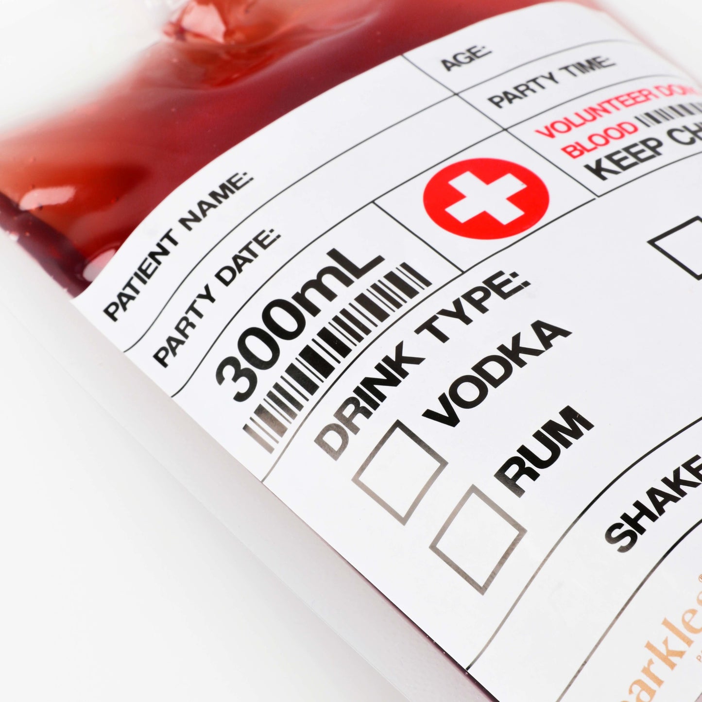 BLOOD BAG DRINK POUCHES WITH PAPER STRAWS PACK OF 5