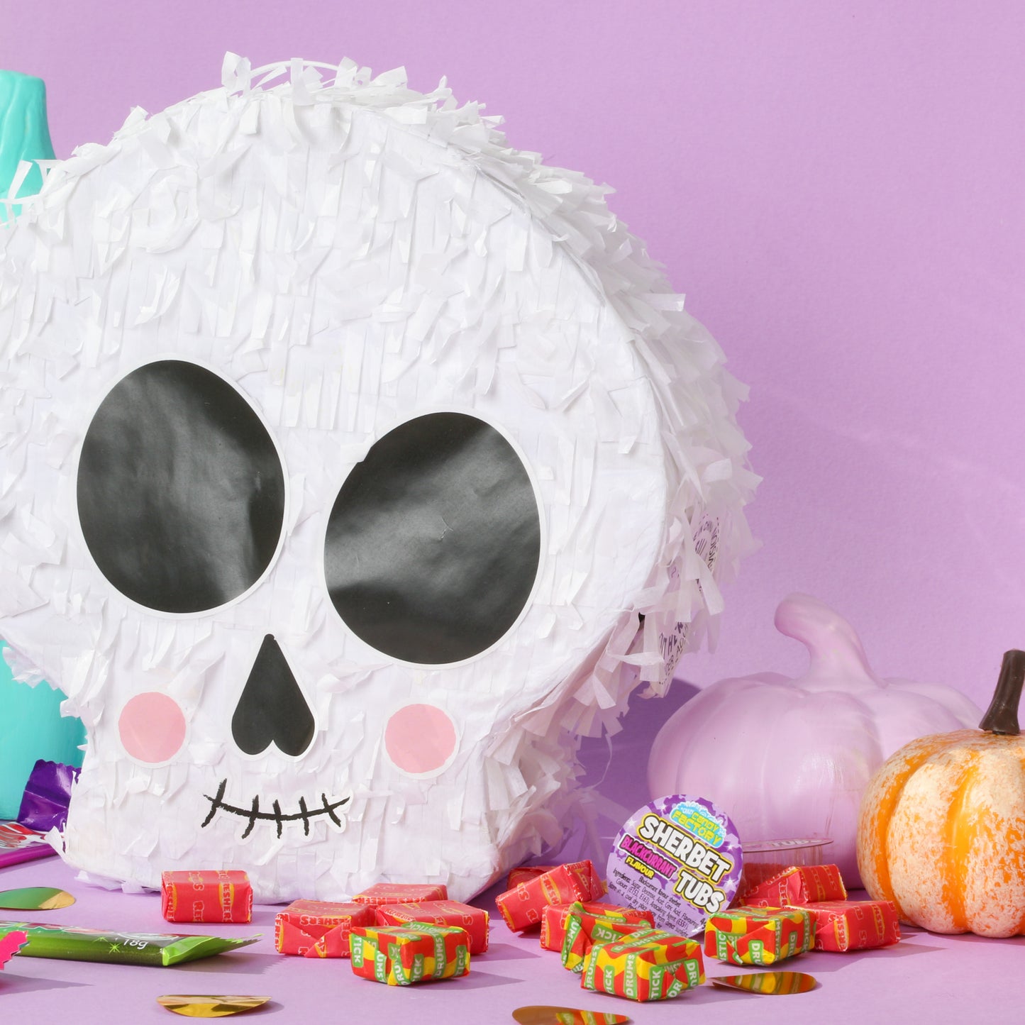 SKULL PINATA WITH FACE STICKERS