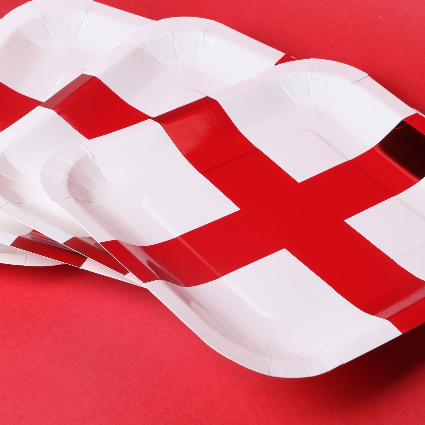St George England Flag 9inch Square Paper Plates Pack of 10