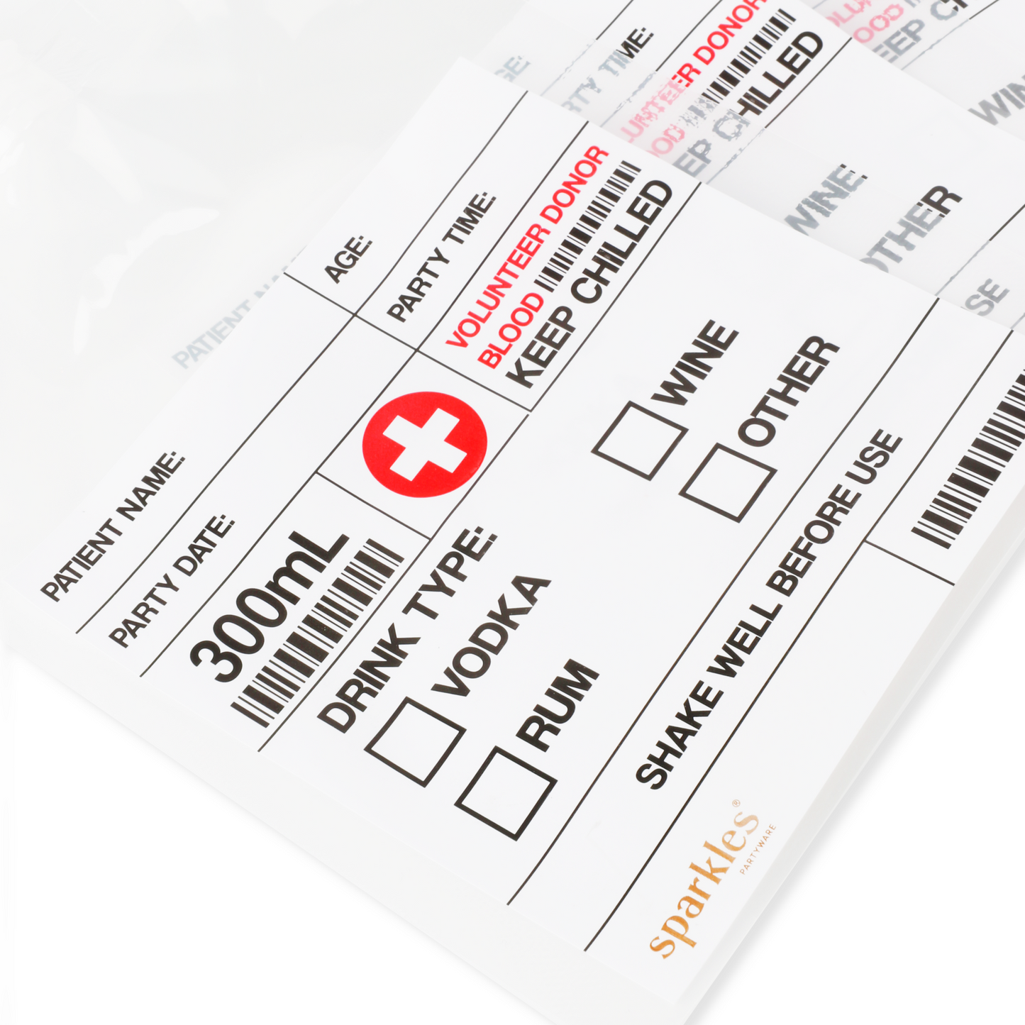 BLOOD BAG DRINK POUCHES WITH PAPER STRAWS PACK OF 5