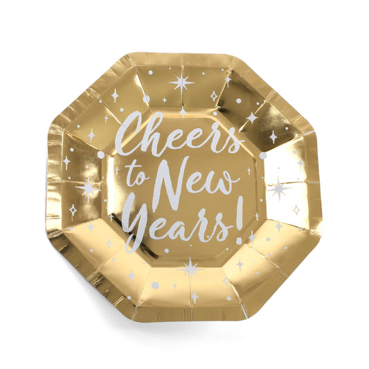 Cheers to New Year's Design 9 Inch Paper Plates Pack of 10