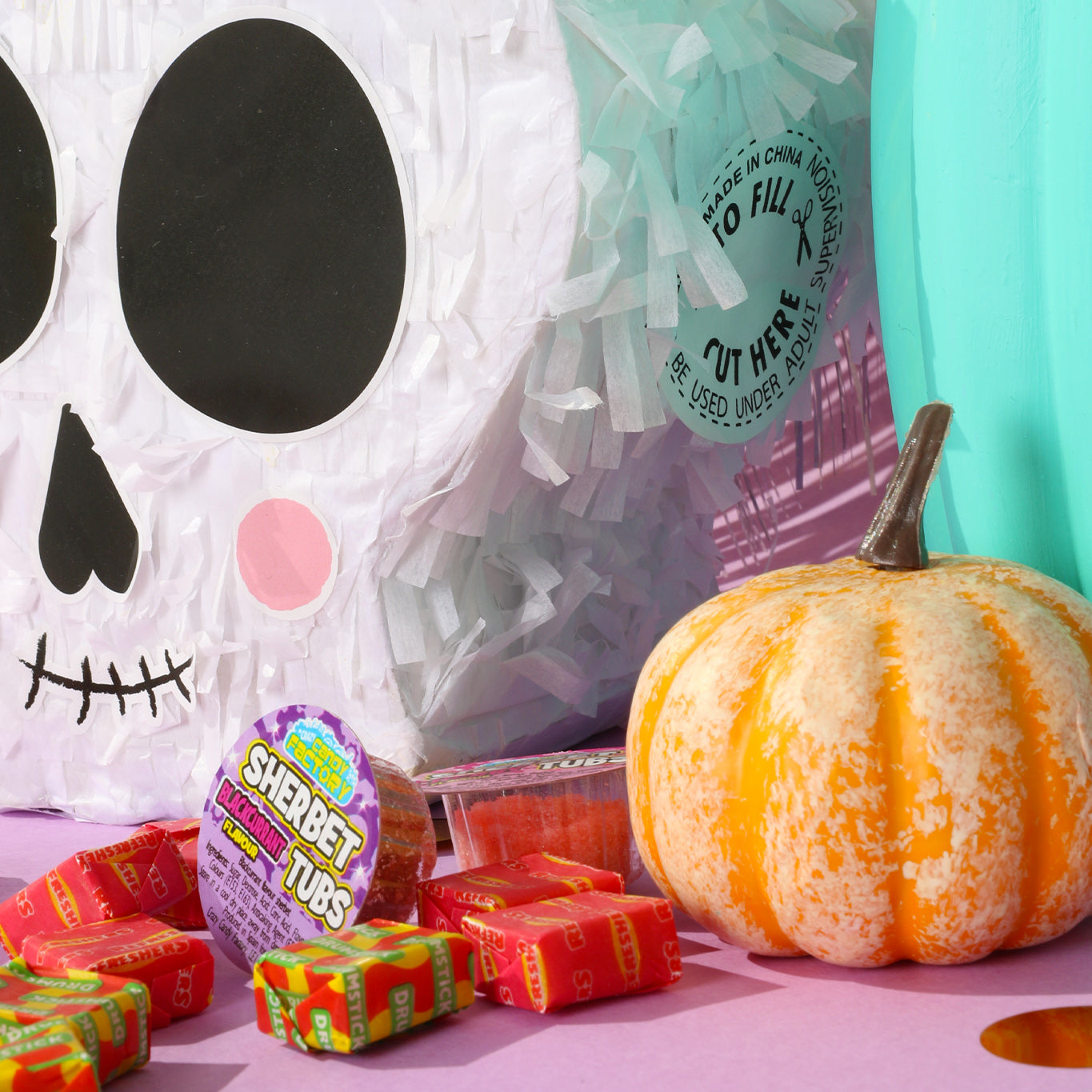 SKULL PINATA WITH FACE STICKERS