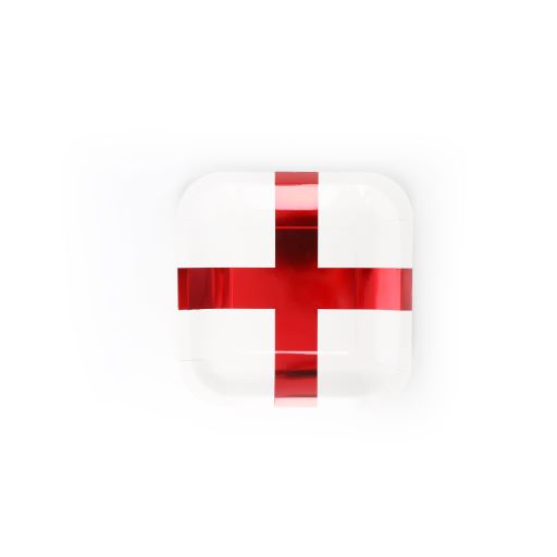 St George England Flag 9inch Square Paper Plates Pack of 10