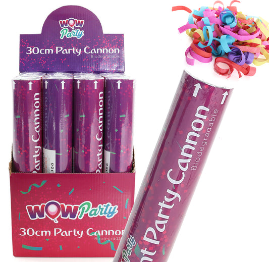 30cm Confetti Cannon with Multicolour Confetti Biodegradable