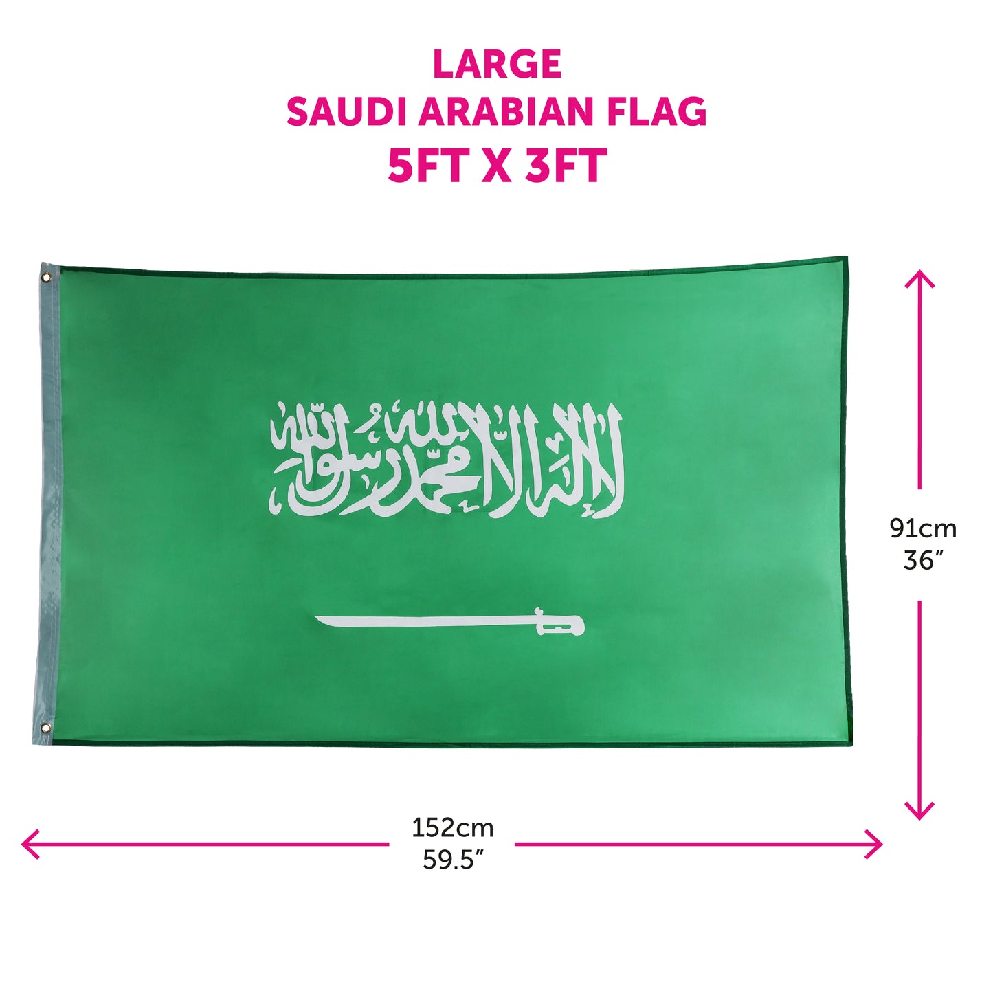 Saudi Arabia 5ft x 3ft Flag with 2 Eyelets