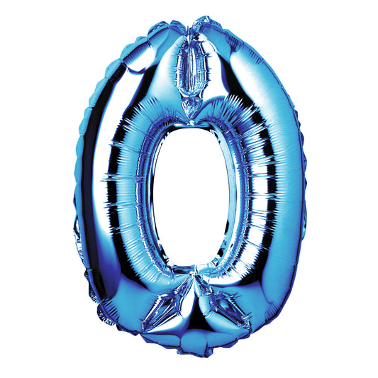 34" Giant Foil Blue Number 0 Balloon