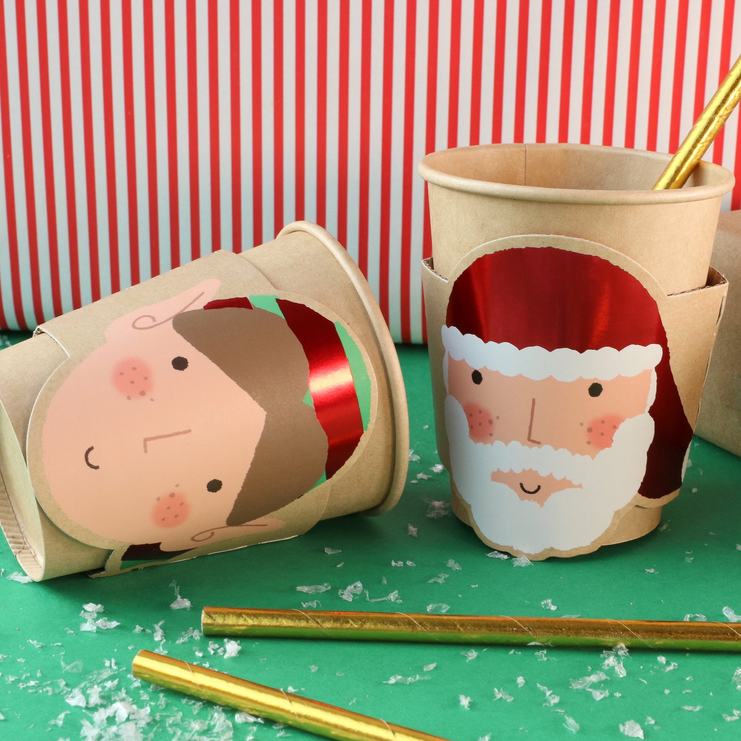 DIY Santa and Elf Face Paper Cups Pack of 10