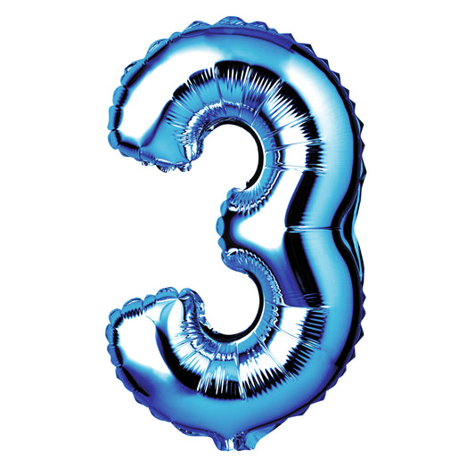 34" Giant Foil Blue Number 3 Balloon