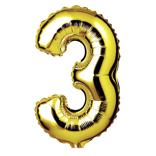 34" Giant Foil Gold Number 3 Balloon