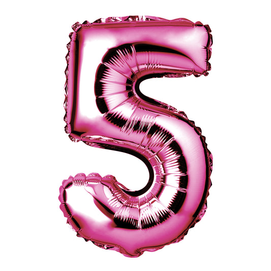 34" Giant Foil Hot Pink Number 5 Balloon