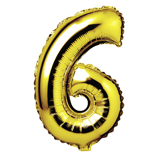 34" Giant Foil Gold Number 6 Balloon
