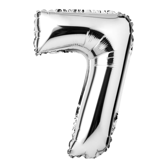34" Giant Foil Silver Number 7 Balloon