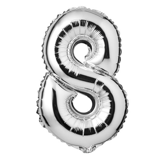 34" Giant Foil Silver Number 8 Balloon